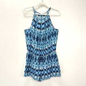 Joie Womens Size Medium 100% Silk Lined Blue Romper Boho Soho Stretch Sleeveless